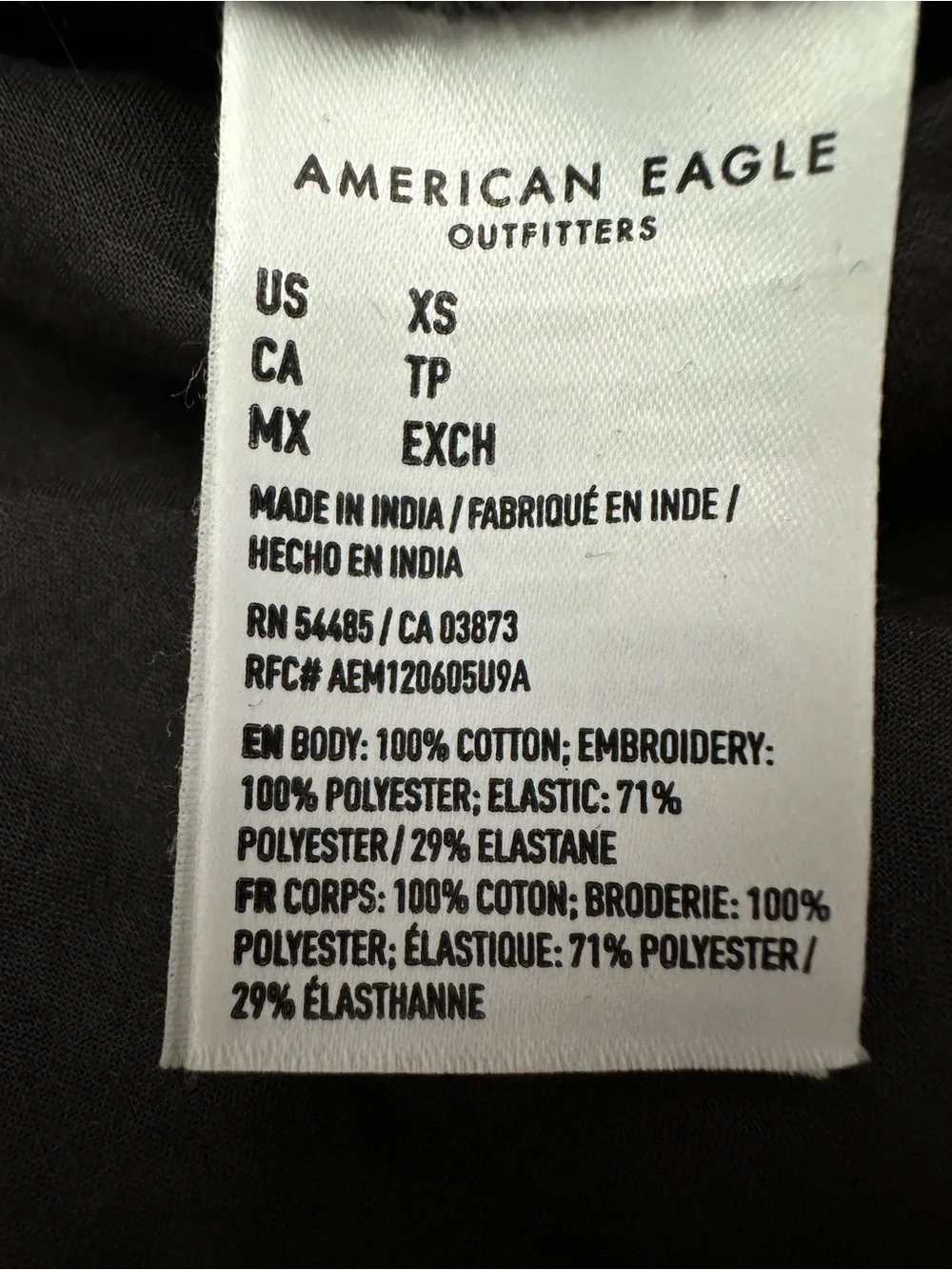 American Eagle Smock Waist Eyelet Tiered Mini Skirt in Black / Dark Gray Size XS - Picture 9 of 14
